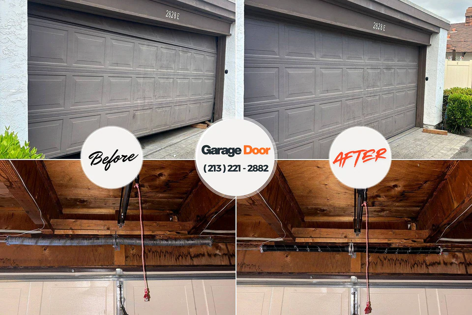 Before and after: garage door repair Hesston, KS